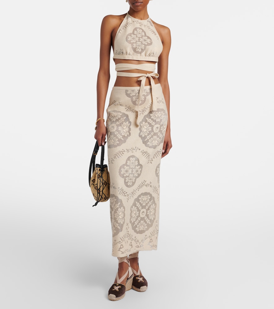 Valentino Valentino Open-back Cotton-blend Crop Top 