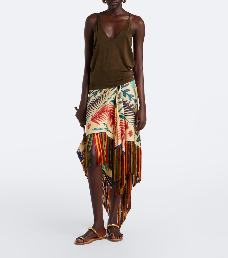 Etro Fringed printed asymmetric silk midi skirt | Thumbnail 2