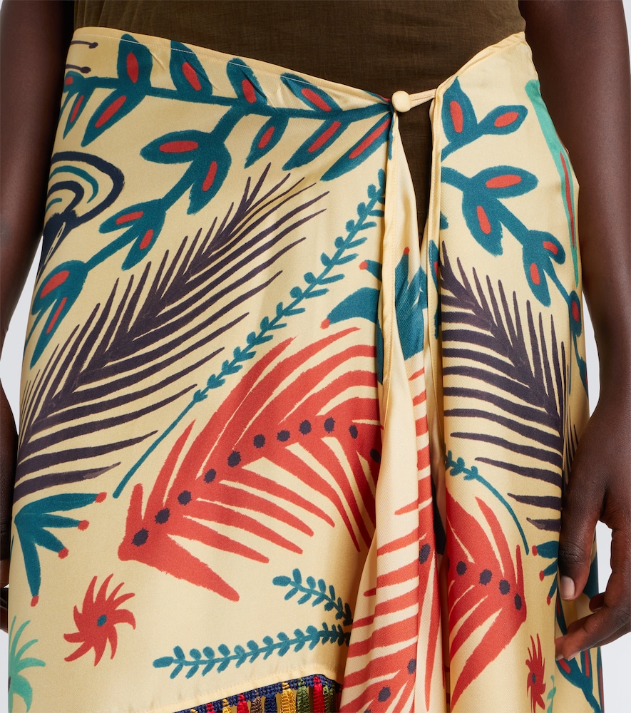 Etro Fringed printed asymmetric silk midi skirt | Thumbnail 5