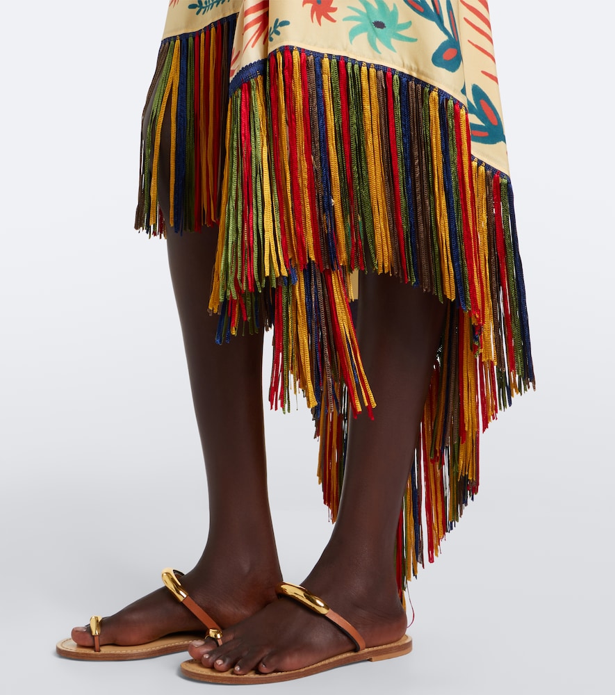 Etro Fringed printed asymmetric silk midi skirt | Thumbnail 3