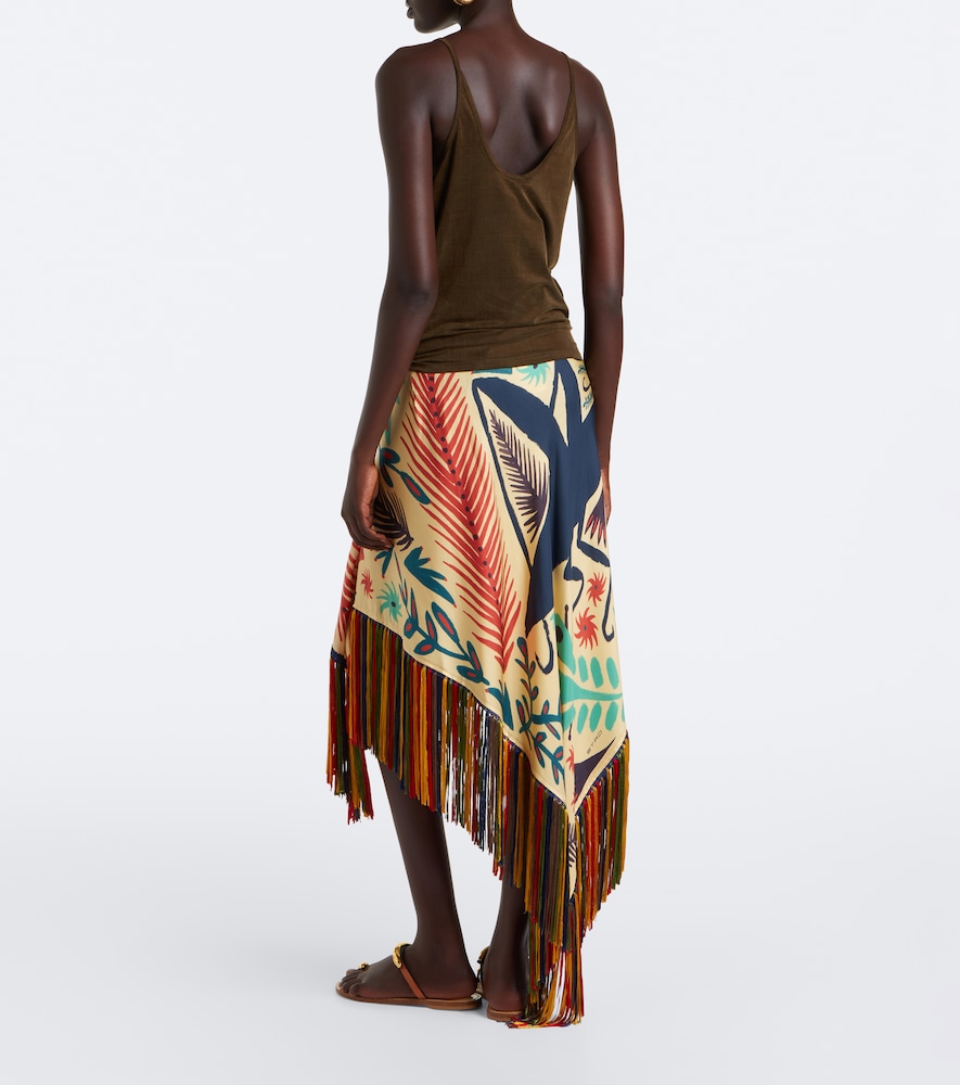 Etro Fringed printed asymmetric silk midi skirt | Thumbnail 6