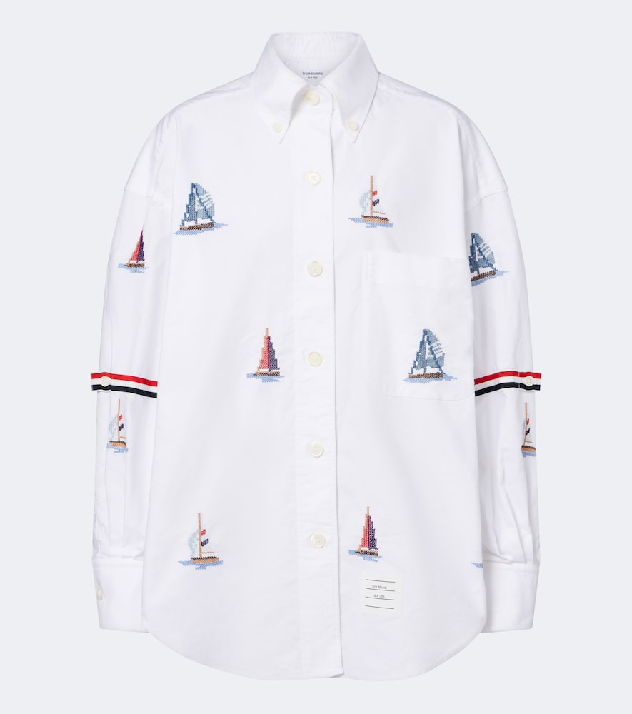 Thom Browne Printed Cotton Shirt In White