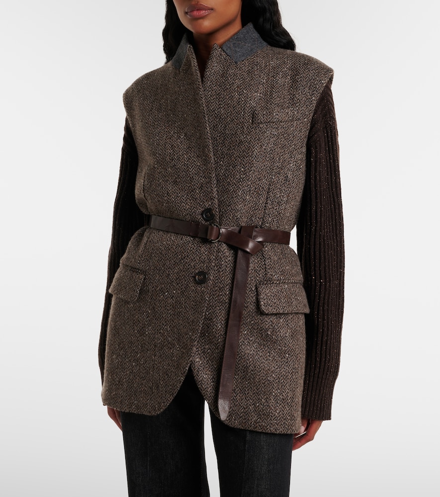Monili Herringbone Sequined Wool-Blend Vest