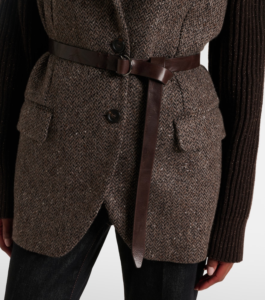 Monili Herringbone Sequined Wool-Blend Vest