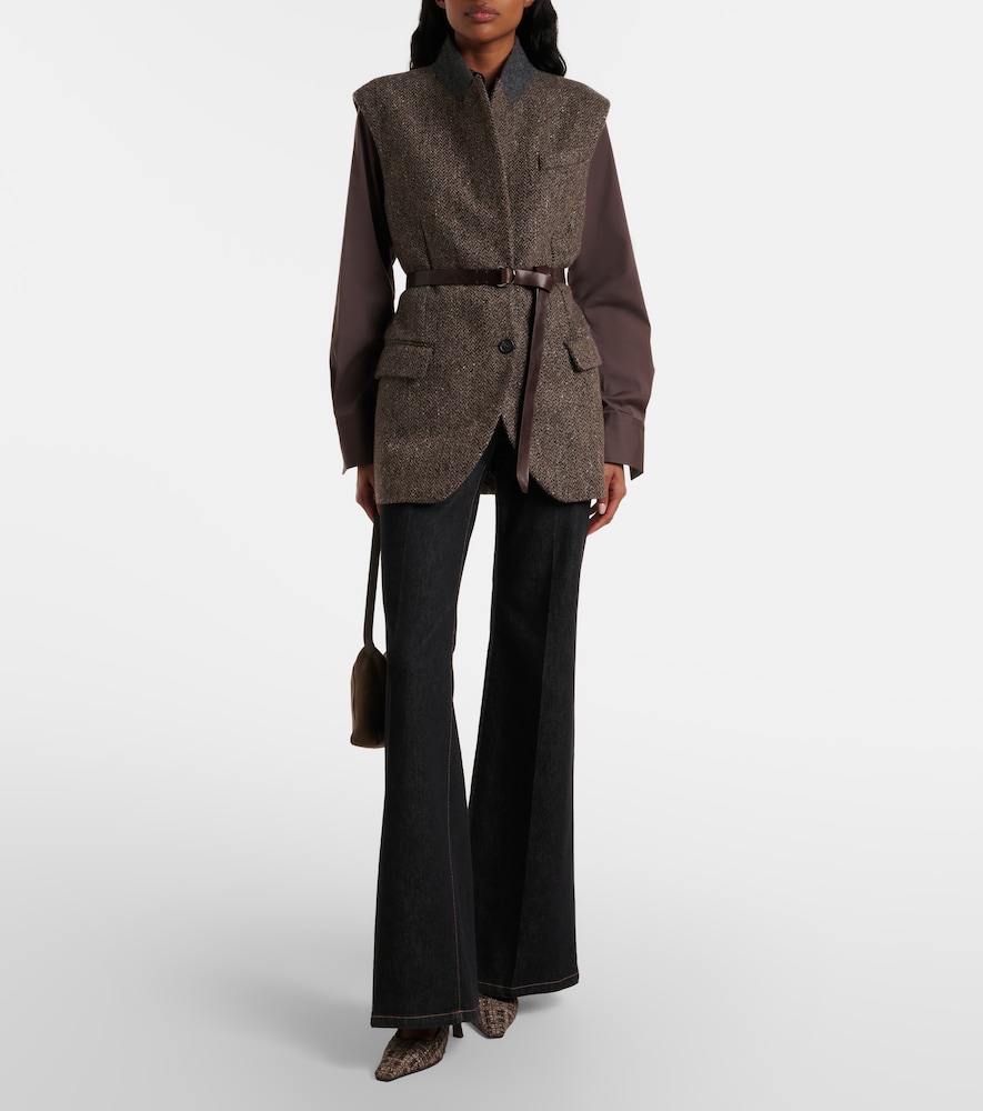 Monili Herringbone Sequined Wool-Blend Vest