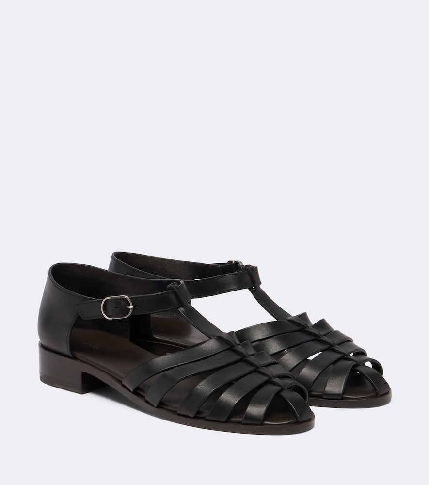 The Row Phoebe Leather Sandals In Black