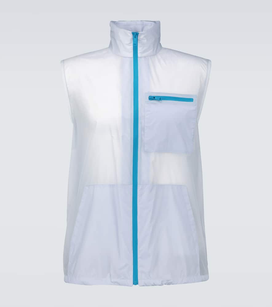 Prada technical gilet with packaway hood