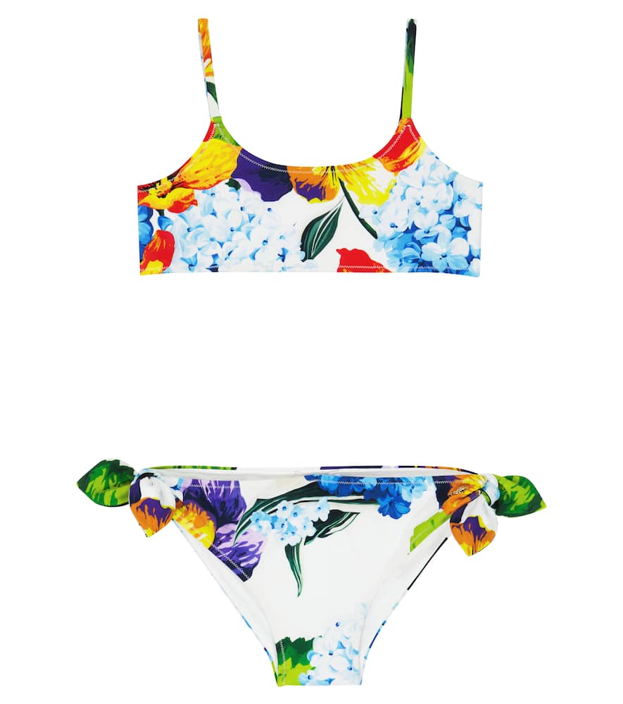 Dolce & Gabbana Kids Floral printed self-tie bikini