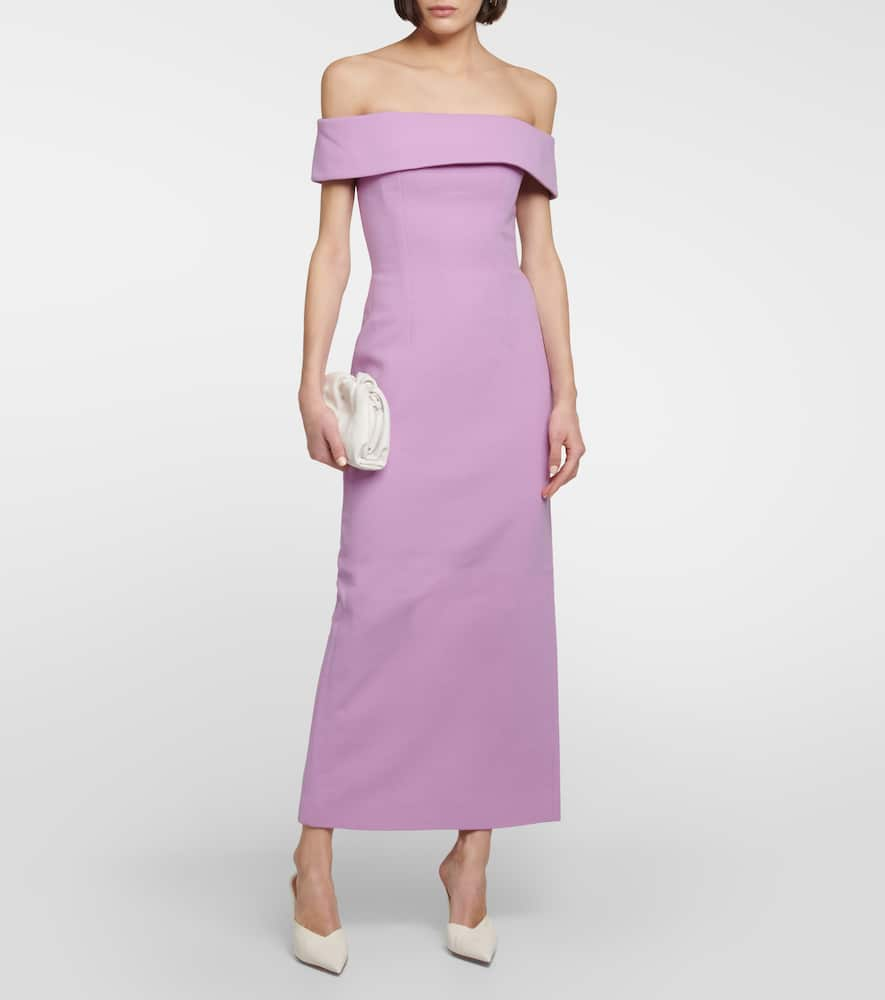 Shop Emilia Wickstead Sandra Wool Maxi Dress In Lavender