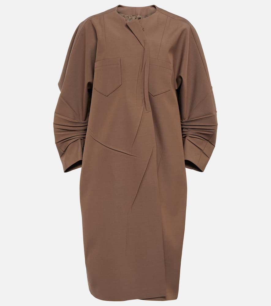 Prada Crinkled Asymmetric Mid-length Coat In Corteccia