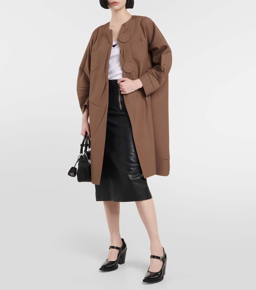 Prada Crinkled Asymmetric Mid-length Coat In Corteccia
