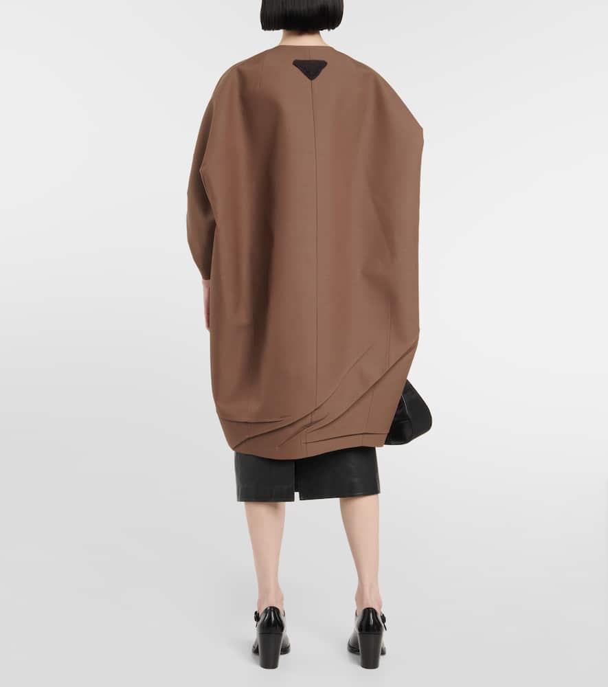 Prada Crinkled Asymmetric Mid-length Coat In Corteccia