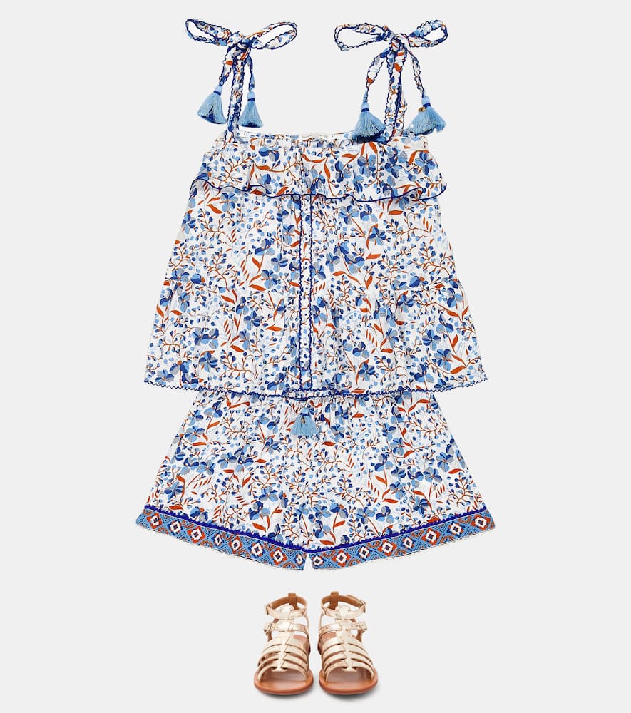 Poupette St Barth Astra Floral Top In Sky Mini Jonquille
