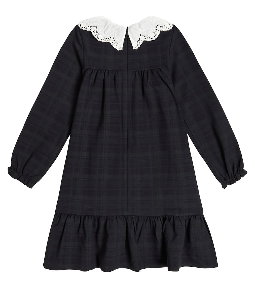 Tartine Et Chocolat Checked Ruffle-trimmed Dress In Blue