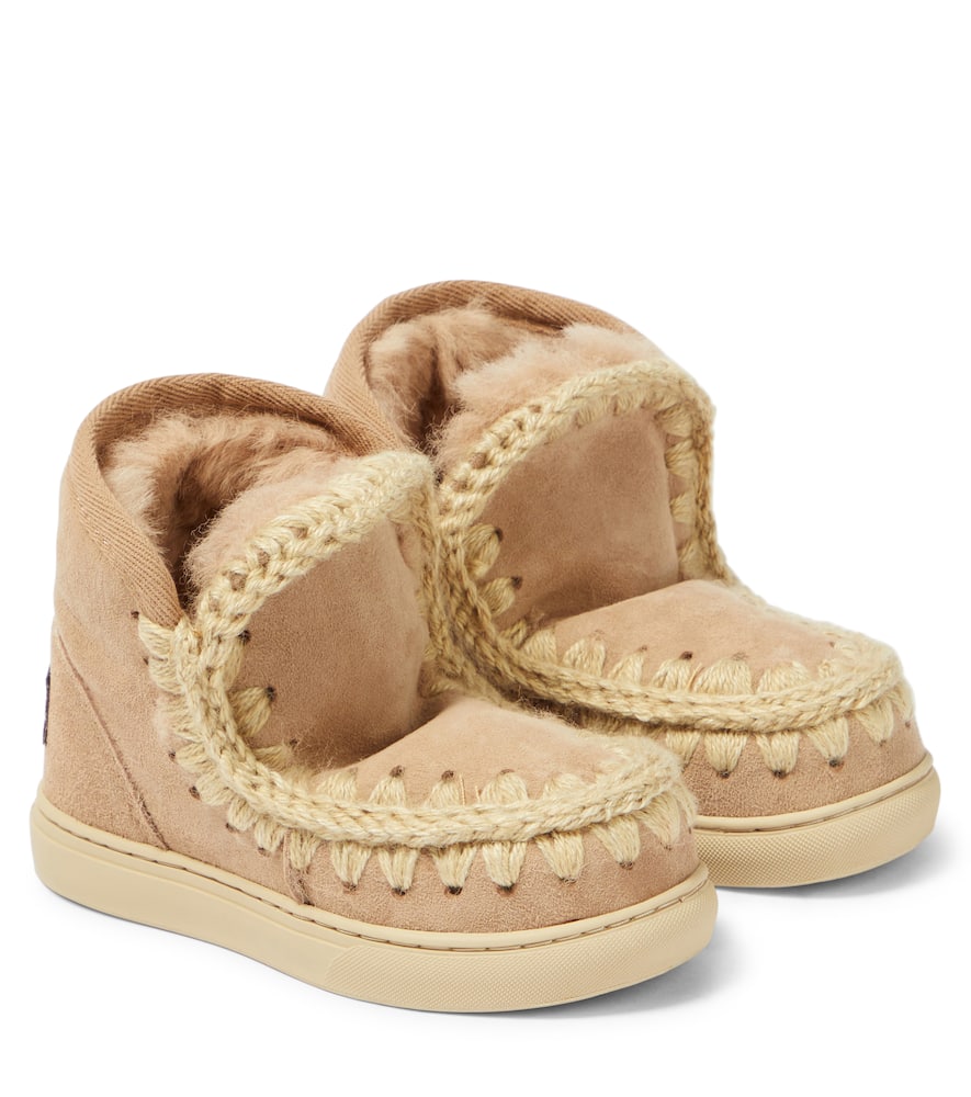 Mou Kids Shearling-lined suede sneakers
