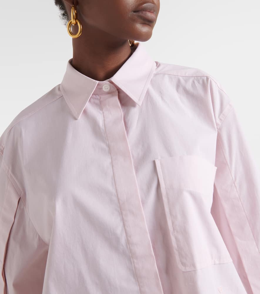 Shop Victoria Beckham Cropped Cotton-blend Shirt In Pink