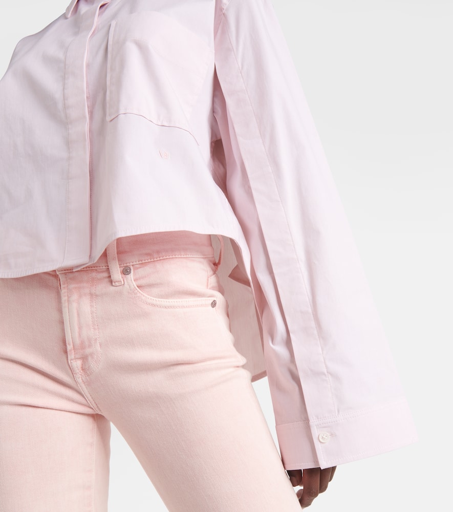 Shop Victoria Beckham Cropped Cotton-blend Shirt In Pink