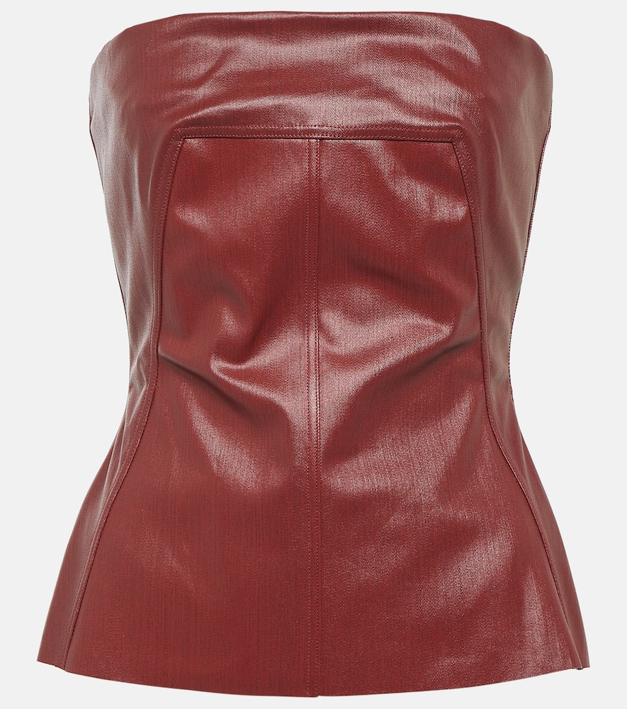 Coated denim corset top
