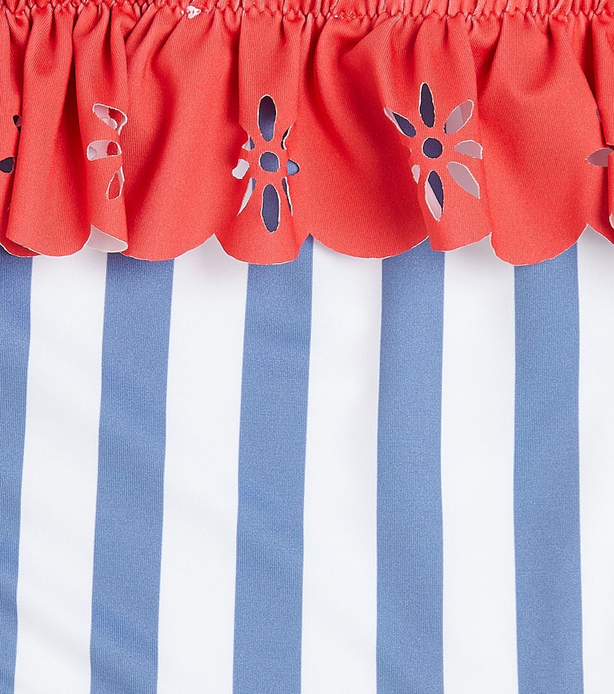 Patachou Striped Ruffled Bow-detail Bikini In Marine Stripes