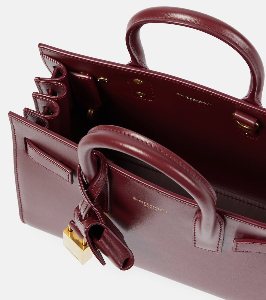 Saint Laurent Sac De Jour Nano Leather Tote Bag In Red