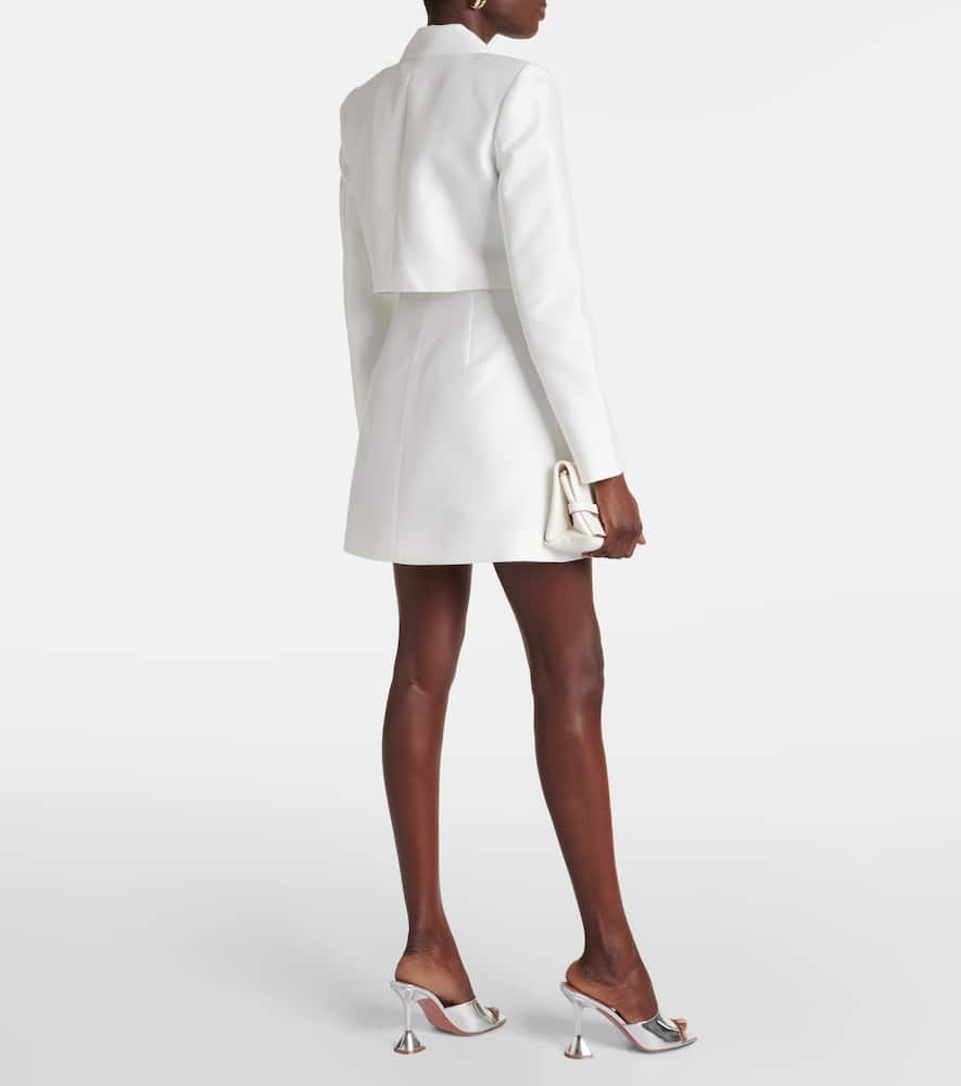 Shop Self-portrait Double-breasted Taffeta Blazer Dress In Weiss