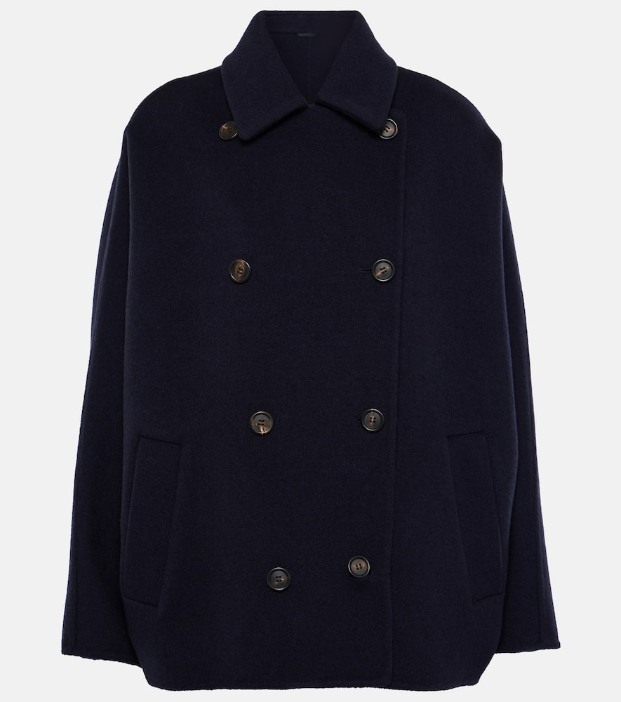 Brunello Cucinelli Double-breasted Wool And Cashmere Cab In Blue