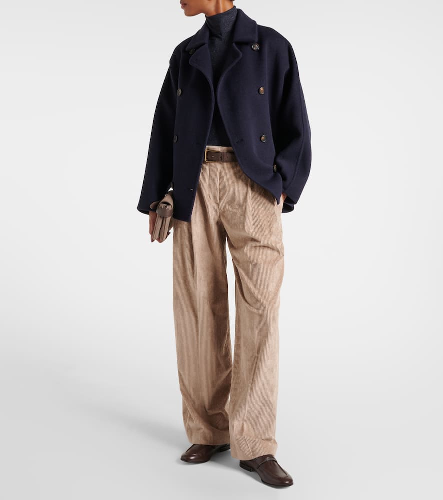 Brunello Cucinelli Double-breasted Wool And Cashmere Cab In Blue