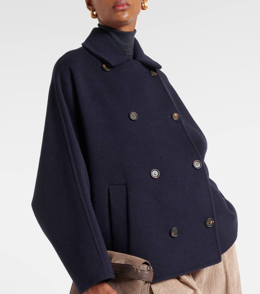Brunello Cucinelli Double-breasted Wool And Cashmere Cab In Blue
