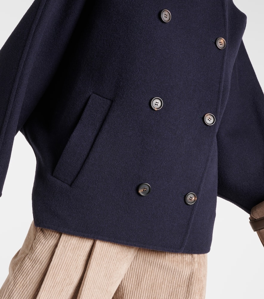 Brunello Cucinelli Double-breasted Wool And Cashmere Cab In Blue