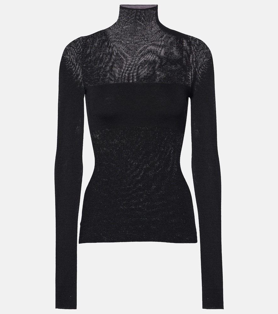 Versace Virgin Wool Turtleneck Sweater In Black
