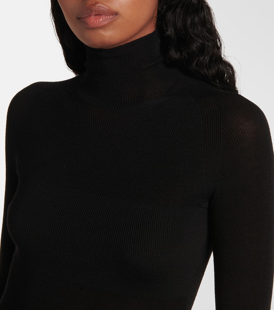 Versace Virgin Wool Turtleneck Sweater In Black