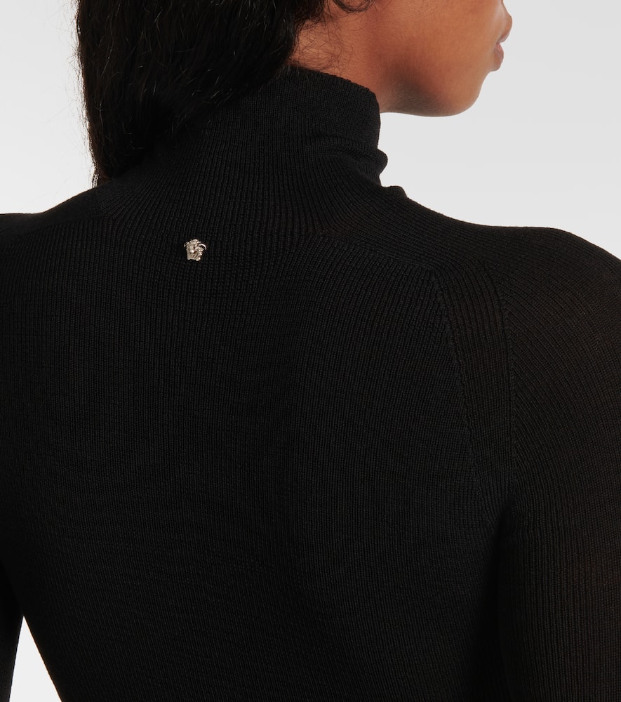 Versace Virgin Wool Turtleneck Sweater In Black