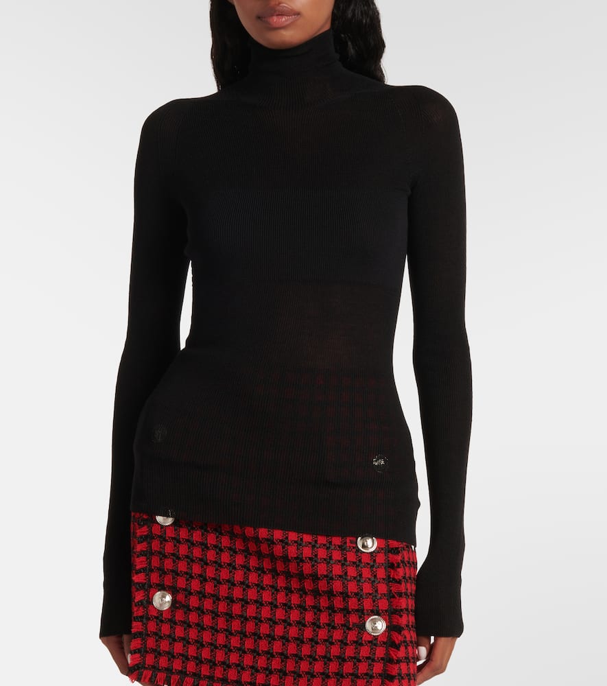 Versace Virgin Wool Turtleneck Sweater In Black