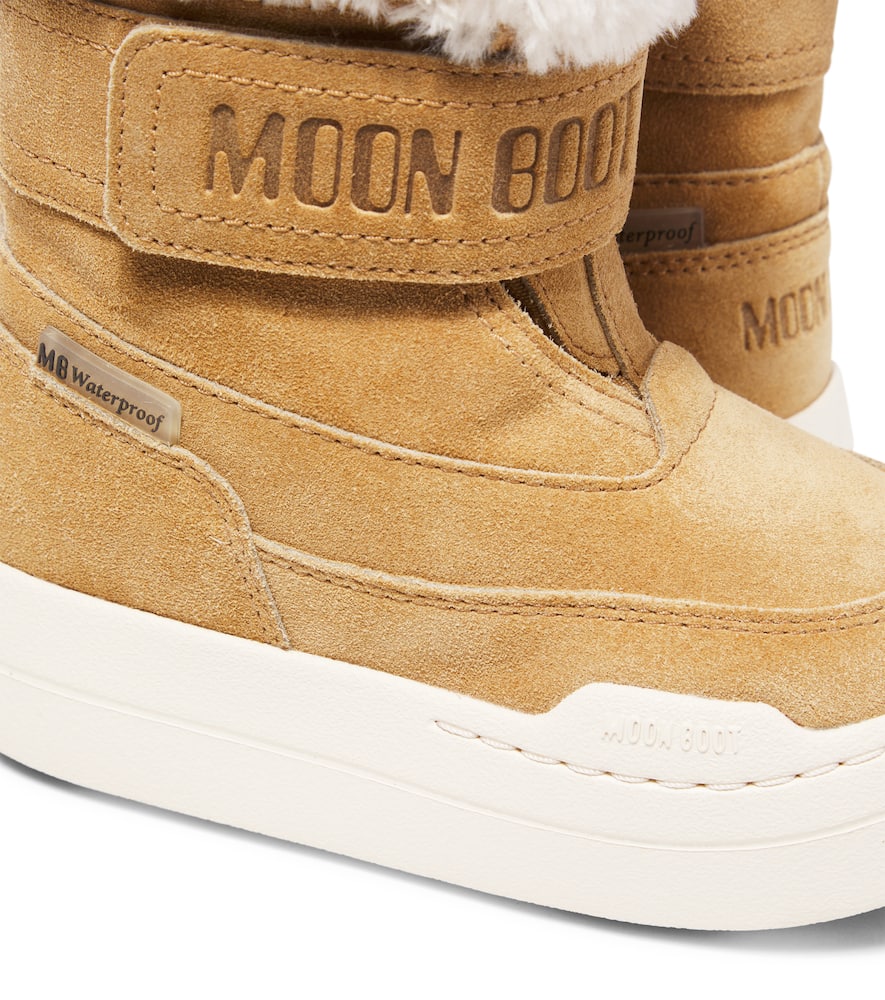 Moon Boot Girls Jr Strap Suede Boots In Brown
