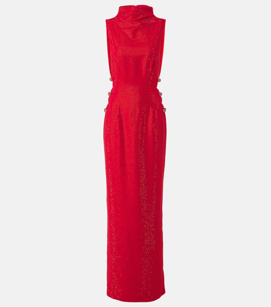 Embellished cutout crêpe gown