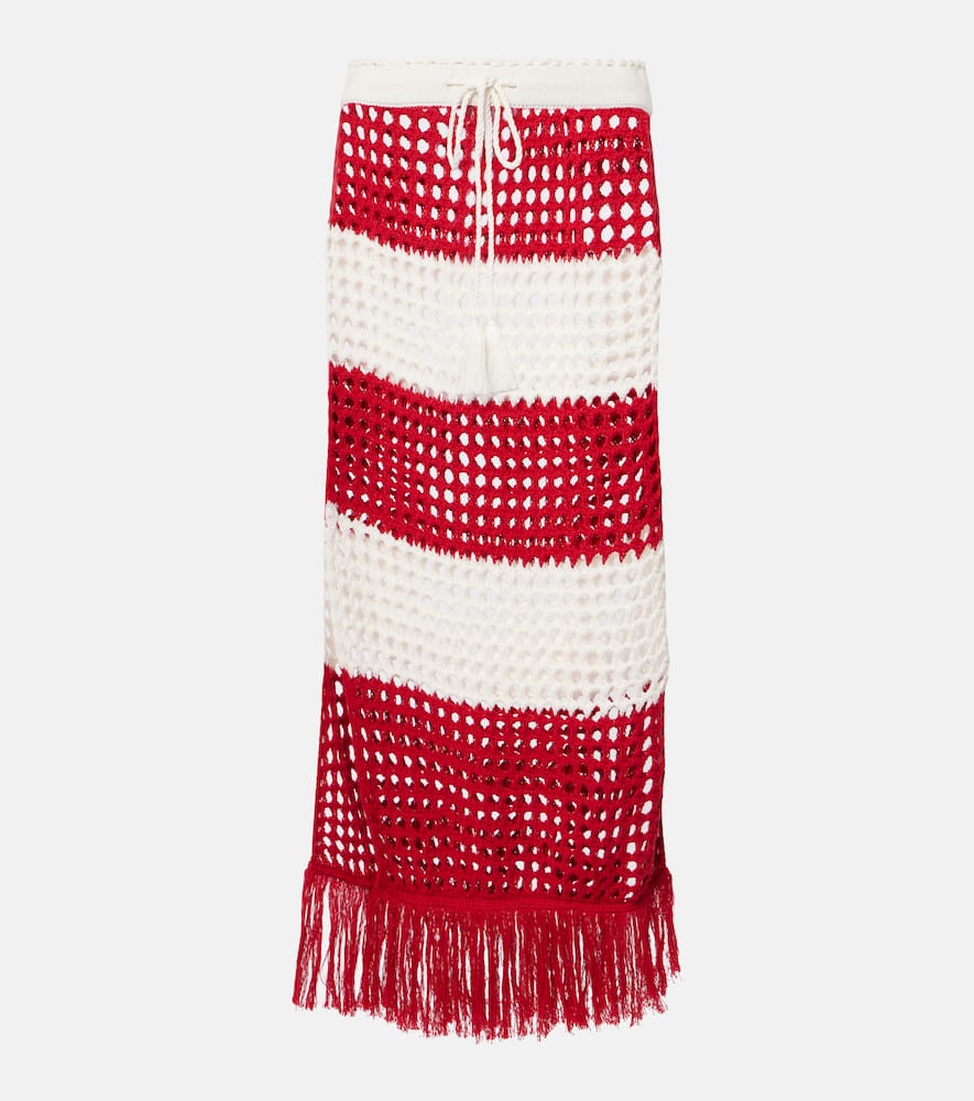 Striped crochet cotton maxi skirt