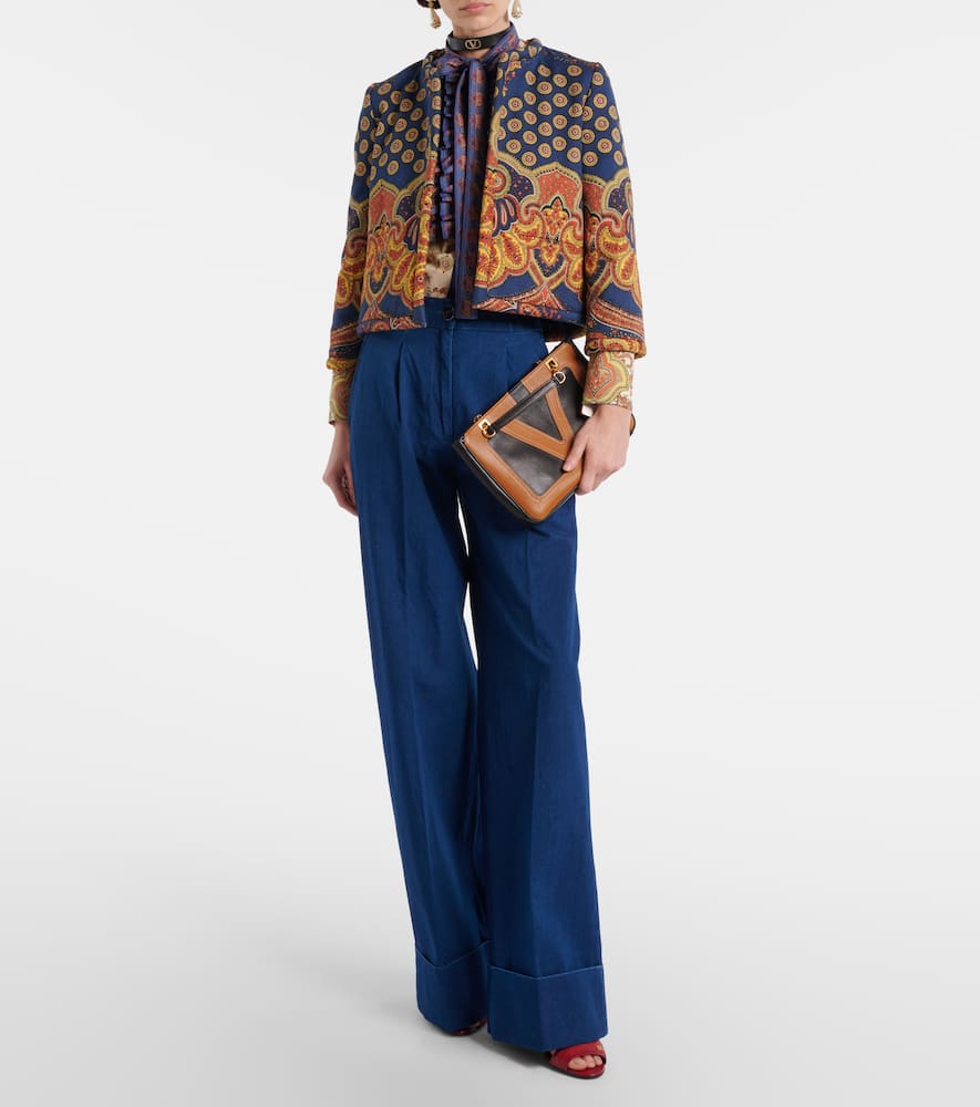 Valentino High-rise Pleated Wide-leg Jeans In Blue