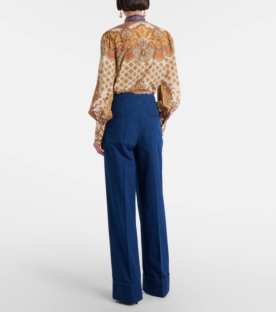 Valentino High-rise Pleated Wide-leg Jeans In Blue