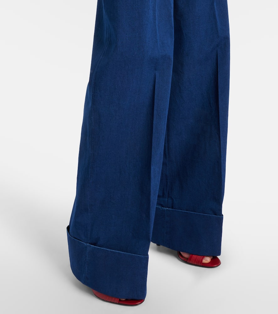 Valentino High-rise Pleated Wide-leg Jeans In Blue