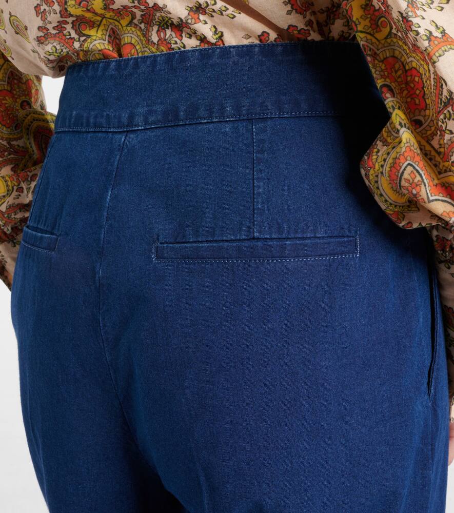 Valentino High-rise Pleated Wide-leg Jeans In Blue