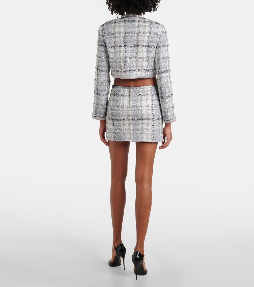 Dolce&Gabbana Checked Cropped Lamé Tweed Jacket