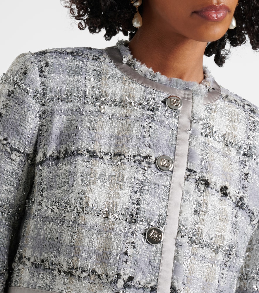 Dolce&Gabbana Checked Cropped Lamé Tweed Jacket
