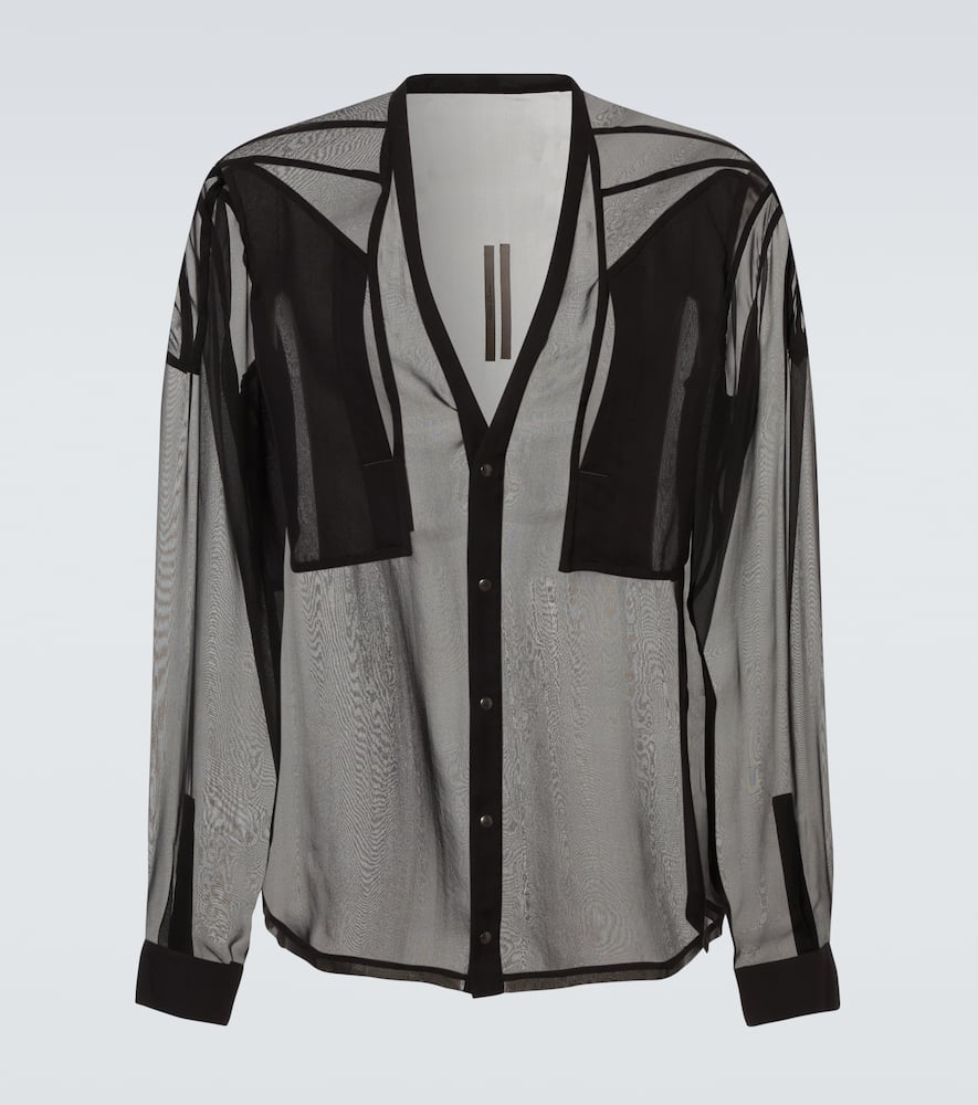 Rick Owens Mens Black Girded Larry Sheer Silk Shirt In Black