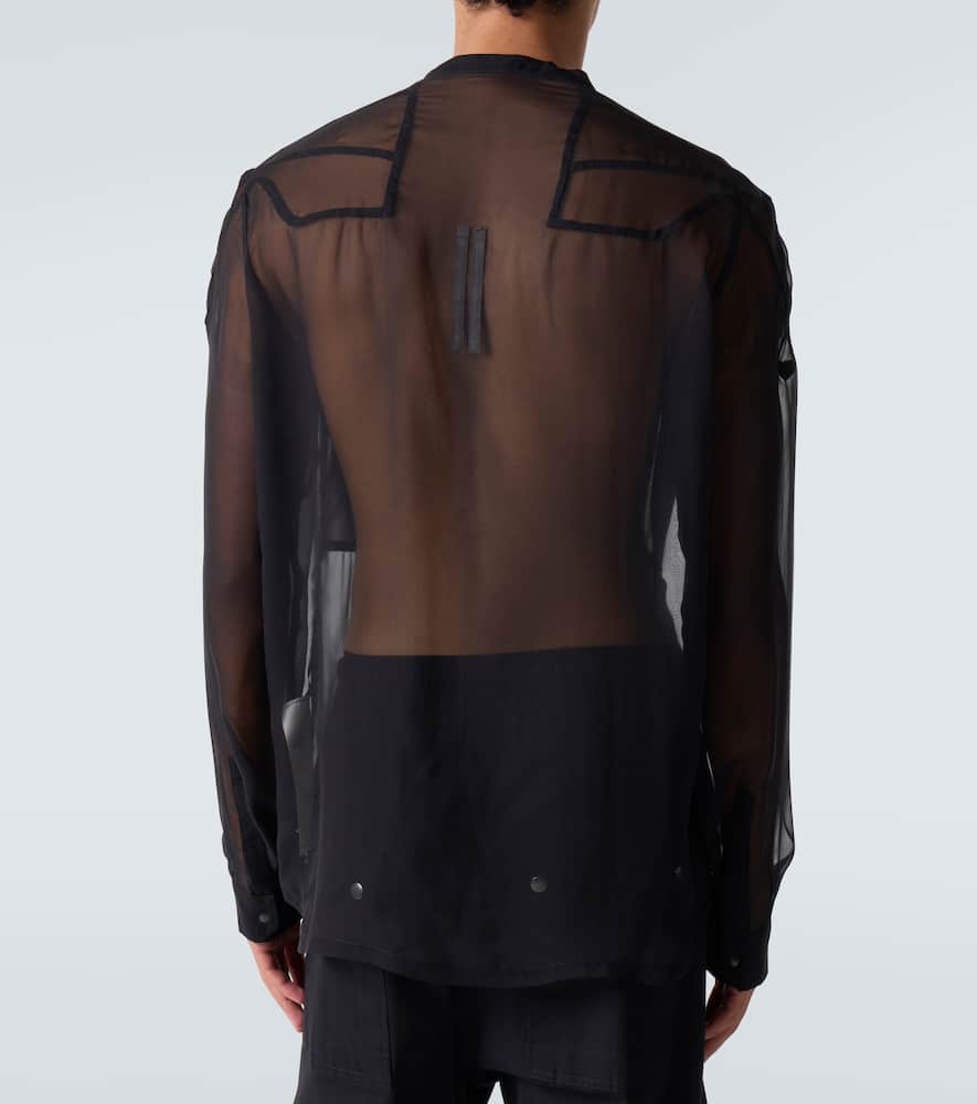 Rick Owens Mens Black Girded Larry Sheer Silk Shirt In Black