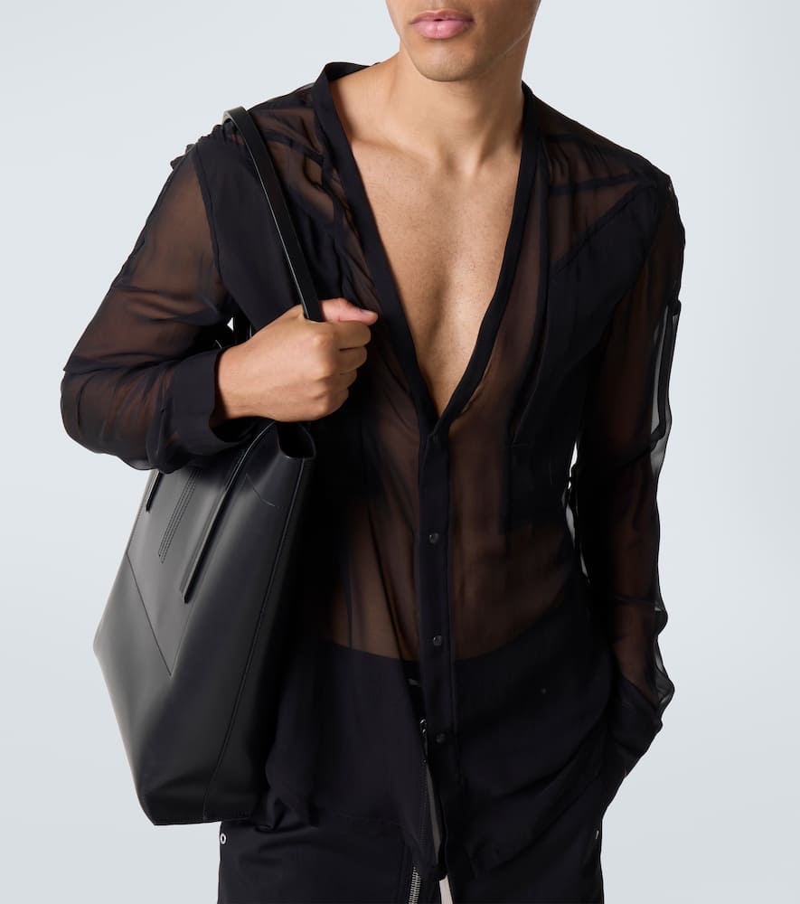 Rick Owens Mens Black Girded Larry Sheer Silk Shirt In Black
