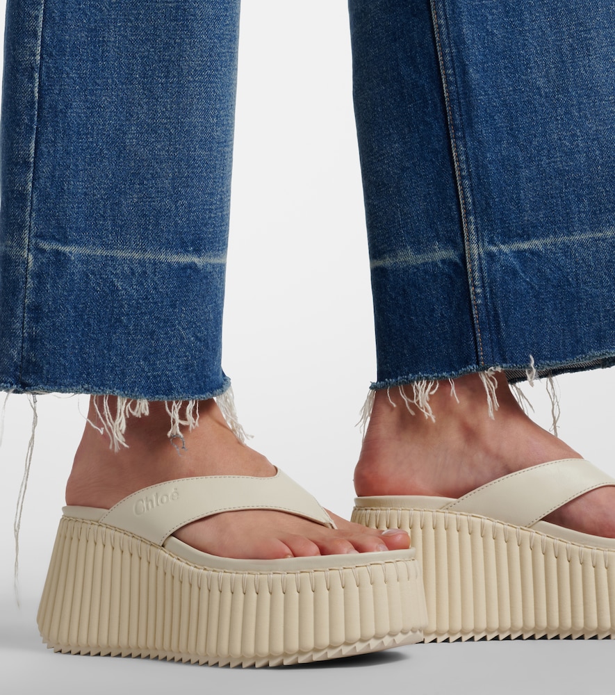 Chloé Nama Leather Platform Thong Sandals