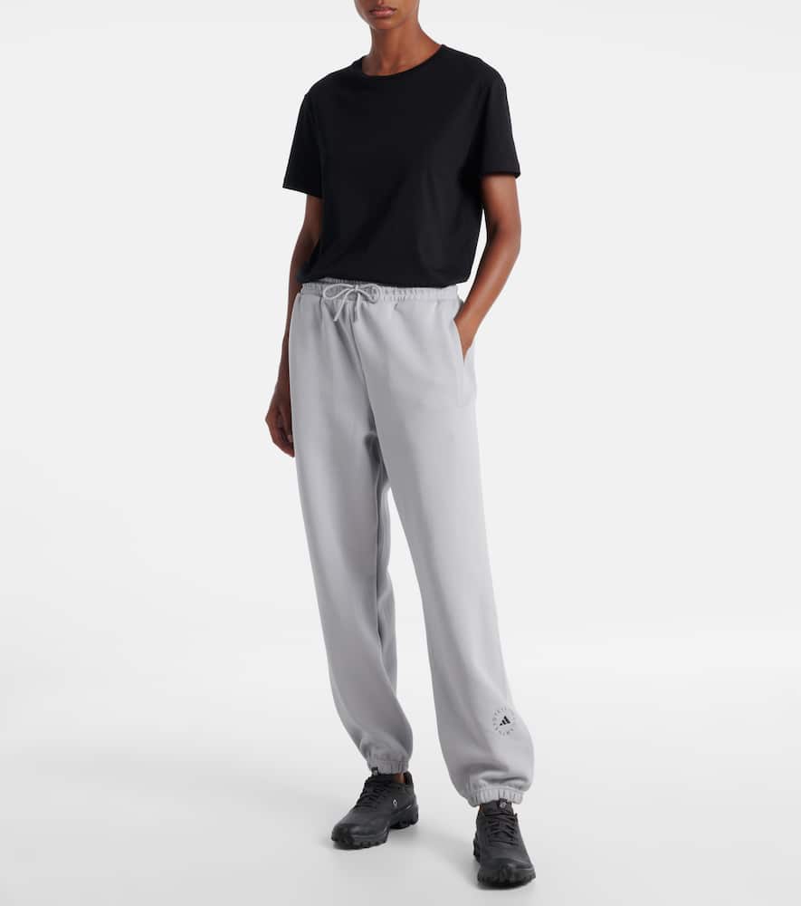 Adidas By Stella Mccartney Cotton-blend Fleece Sweatpants In Gray