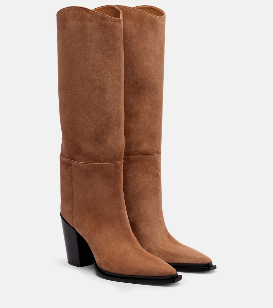 Jimmy Choo Cece 80 Suede Knee-high Boots In Brown