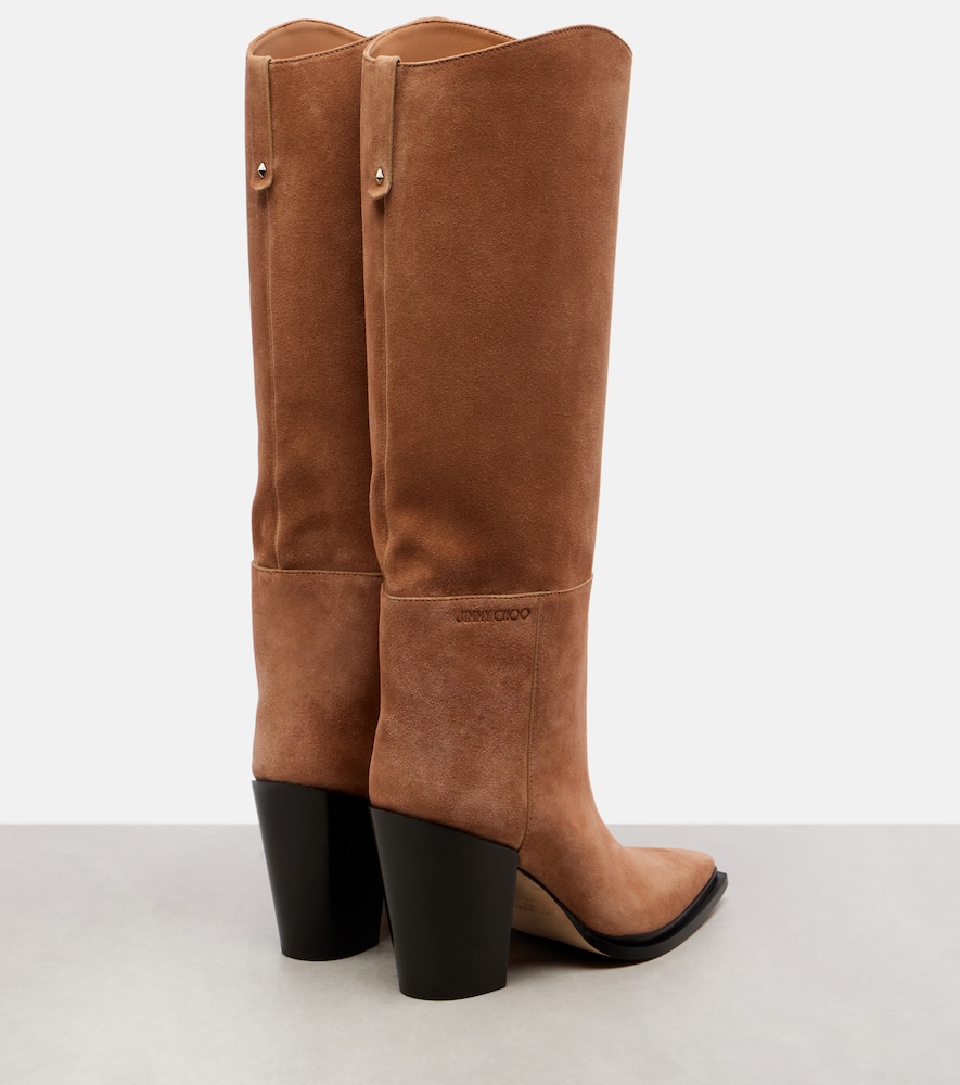 Jimmy Choo Cece 80 Suede Knee-high Boots In Brown