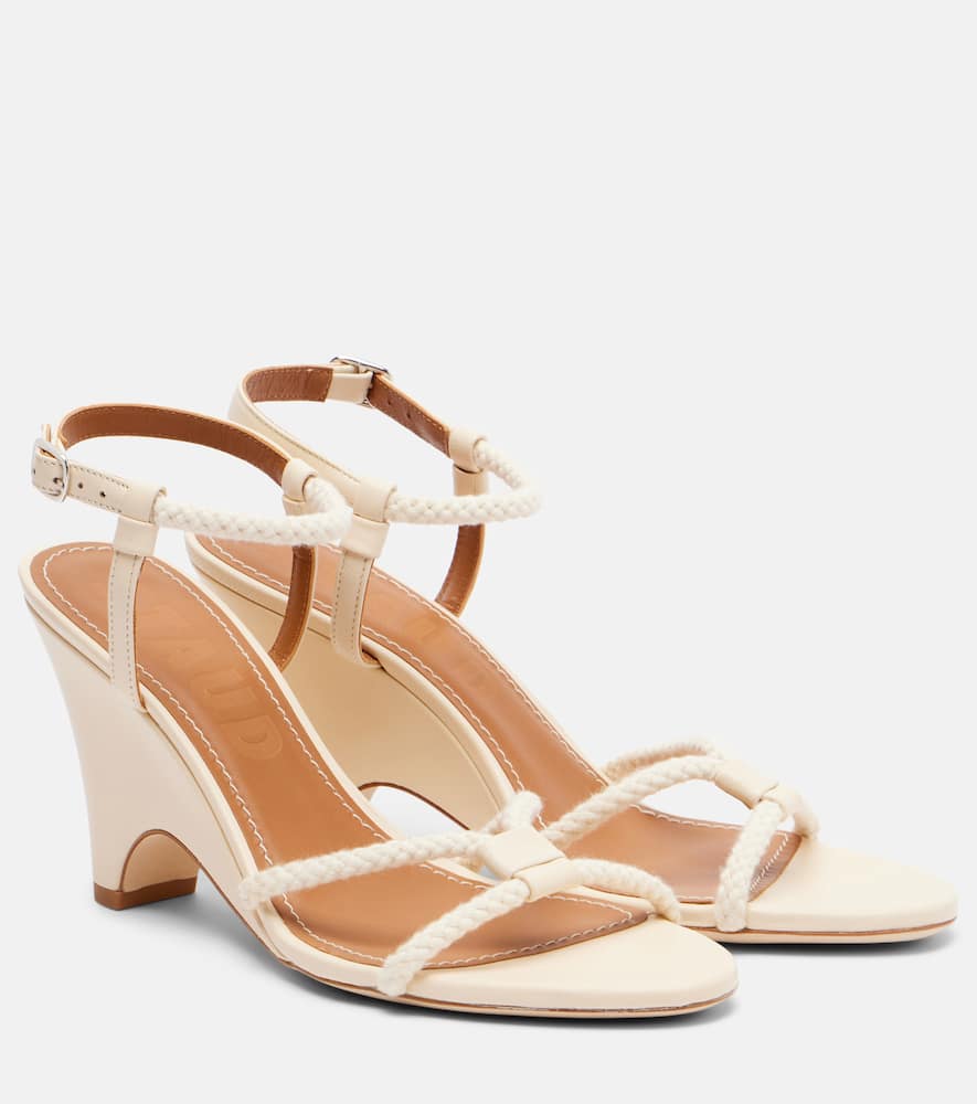 Eden rope-trimmed leather wedge sandals